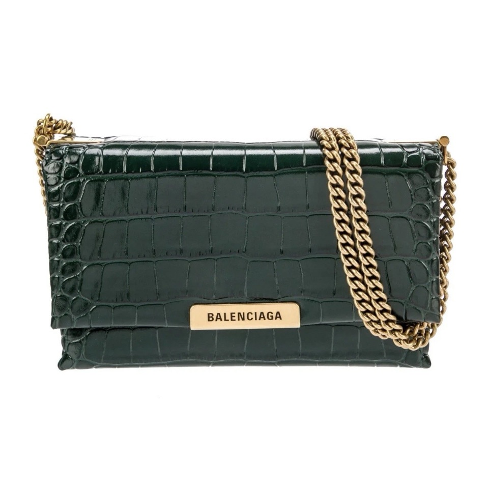 Balenciaga Embossed Leather Triplet Small Shoulder Bag  Authentic  Nwt  Green